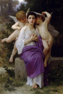 William-Adolphe Bouguereau (1825-1905) - Leveil du coeur (1892). Free illustration for personal and commercial use.