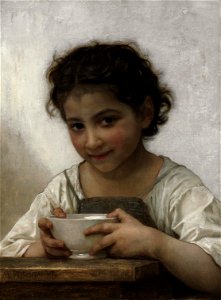 William-Adolphe Bouguereau - La soupe au lait (1880). Free illustration for personal and commercial use.
