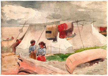 Winslow Homer - Indian Camp, Roberval, P.Q. Free illustration for personal and commercial use.