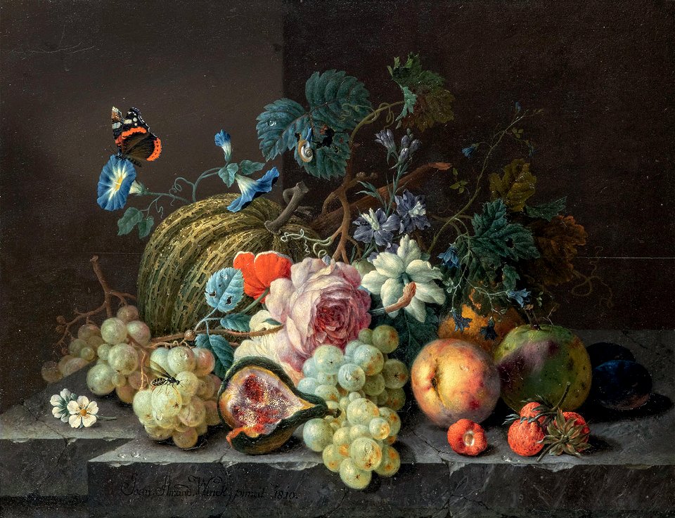 Johann Amandus Winck - Stillleben mit Früchten und Blumen (1810)