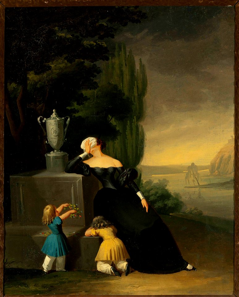 Wincenty Smokowski - Widow with a child at her husband's grave - MP 2791 MNW - National Museum in Warsaw