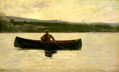 Winslow Homer - Playing a Fish. Free illustration for personal and commercial use.