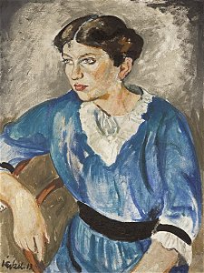Willy Jaeckel - Bildnis Frau Pallavicini. Frau in blauem Kleid - BG-M 0044-76 - Berlinische Galerie