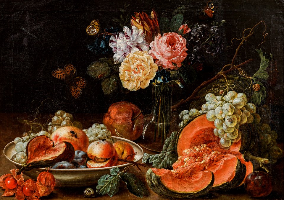 Johann Amandus Winck - Früchtestillleben mit Blumen und Insekten (1796) b