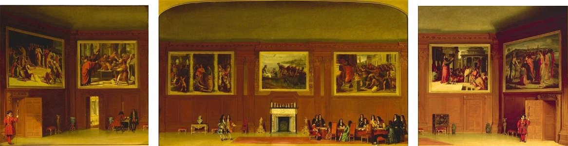 THREE VIEWS OF THE CARTOON GALLERY AT HAMPTON COURT by James Digman Wingfield