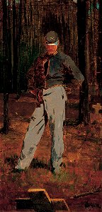 Winslow Homer - Trooper meditating beside a grave (ca.1865). Free illustration for personal and commercial use.