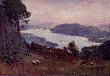 Windermere from Wansfell - The English Lakes - A. Heaton Cooper. Free illustration for personal and commercial use.