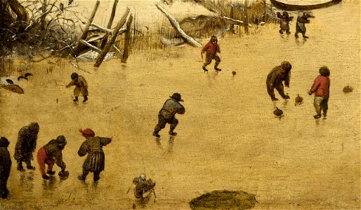 Winterlandschap met schaatsers en vogelknip, 1565 (detail9)