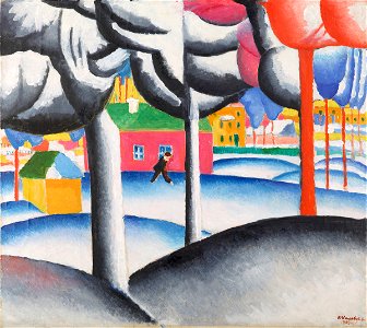 Winter Landscape (Malevich, 1930). Free illustration for personal and commercial use.