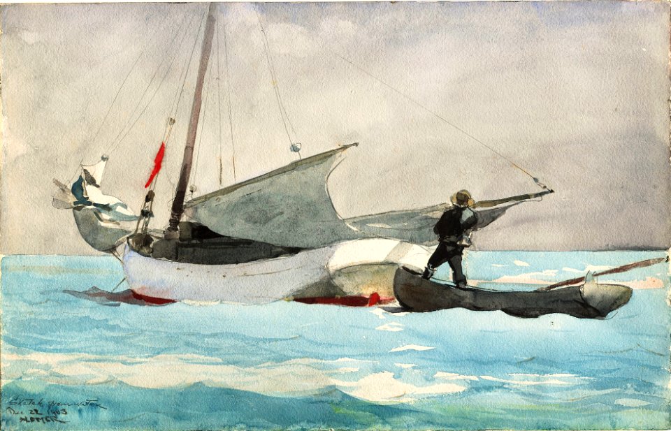 Winslow Homer - Stowing Sail