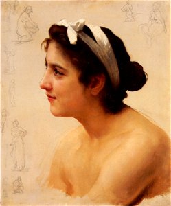 William-Adolphe Bouguereau (1825-1905) - Study Of A Woman For Offering To Love (Unknown). Free illustration for personal and commercial use.