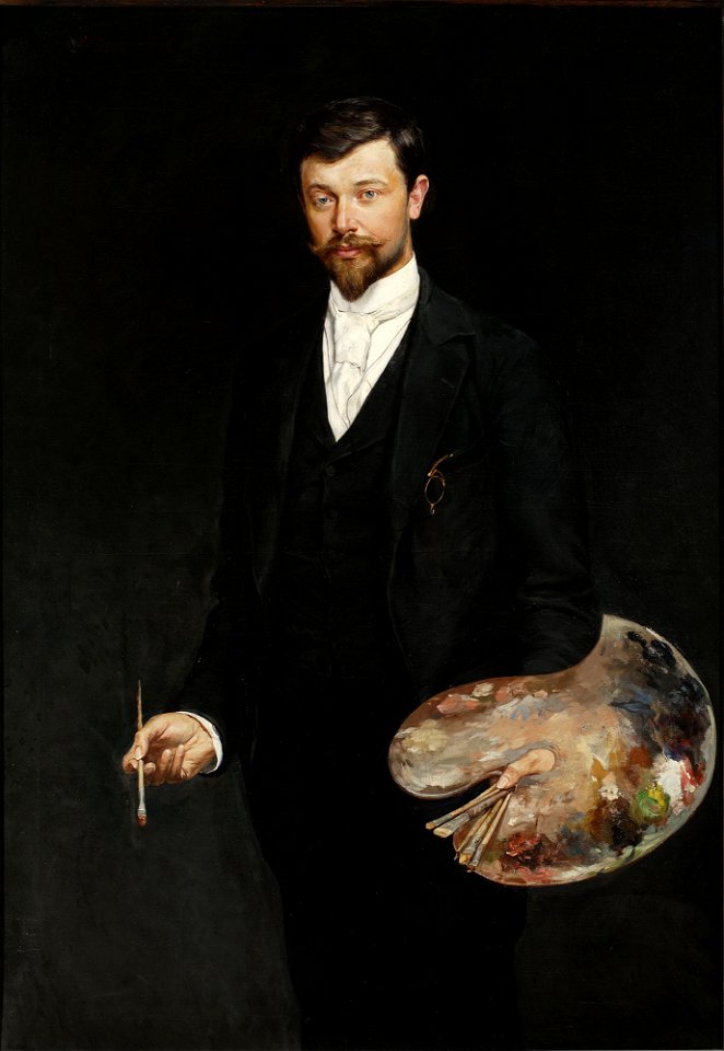 Wincenty Wodzinowski - Self-portrait with palette - MP 761 MNW - National Museum in Warsaw
