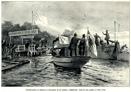 Willy Stöwer - Überwachungsdienst zur Verhütung der Choleragefahr auf dem Spandauer Schiffahrtskanal, 1905