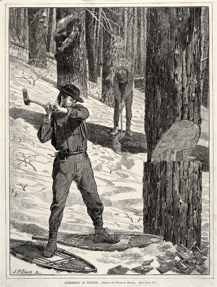 Winslow Homer (American, 1836-1910) - Lumbering in Winter - 1942.1391 - Cleveland Museum of Art