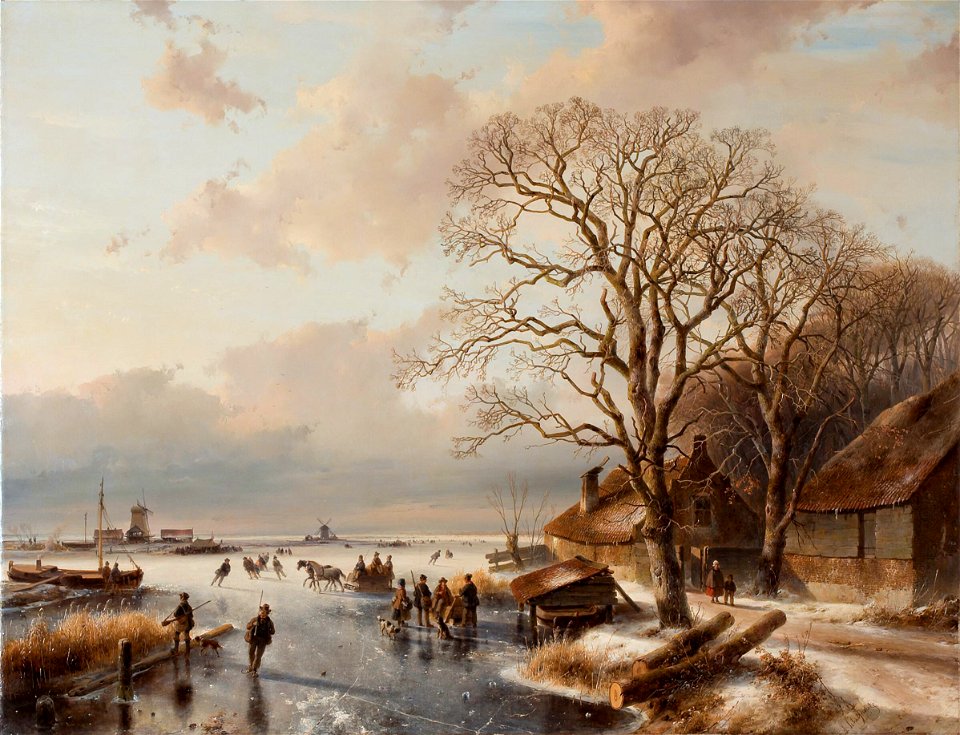 Winter landscape, by Andreas Schelfhout