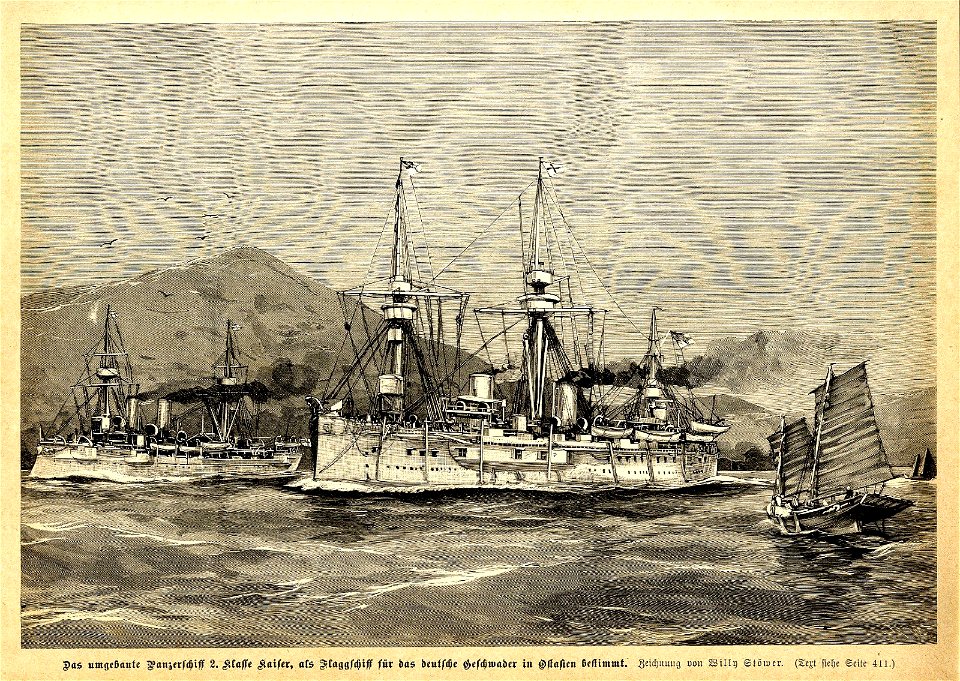 Willy Stöwer - Das umgebaute Panzerschiff 2.Klasse 'Kaiser', c. 1895