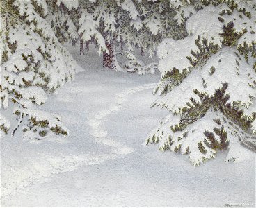 Winter Landscape with Snow-covered Fir-trees. Free illustration for personal and commercial use.