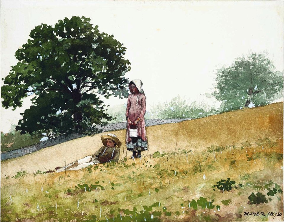 Winslow Homer - Boy and Girl on a Hillside (1878)