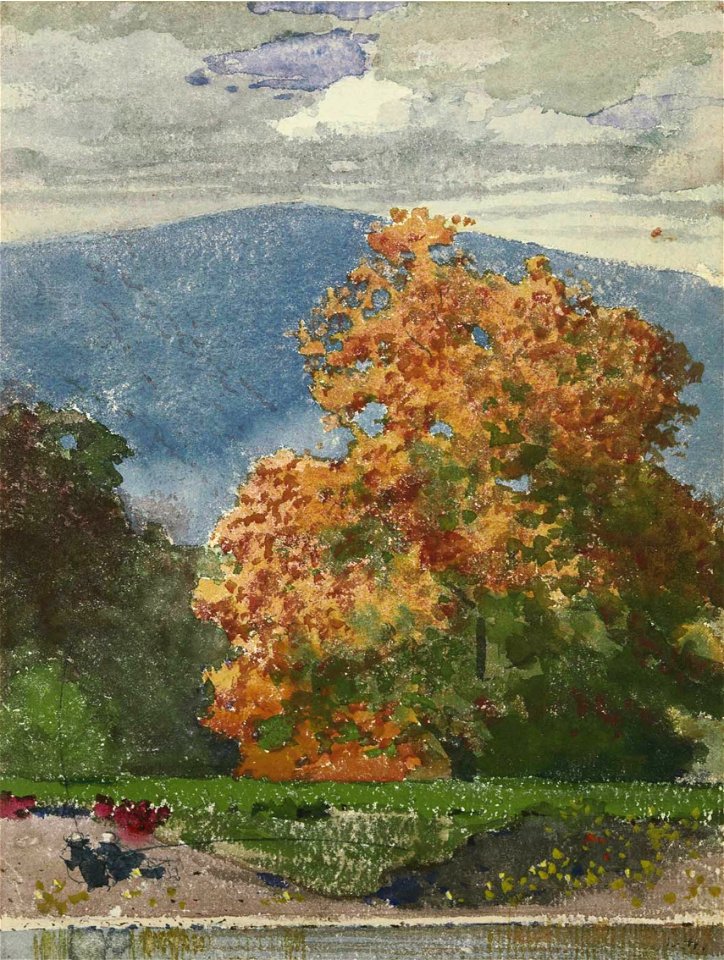 Winslow Homer - Autumn Foliage with two Youths fishing (c.1878)