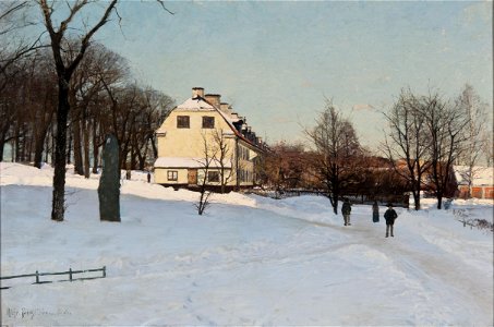 Winter. Skeppsholmen, Stockholm (Alfred Bergström) - Nationalmuseum - 20431. Free illustration for personal and commercial use.