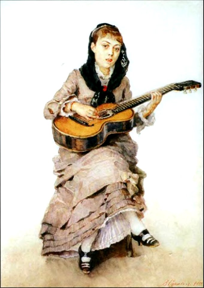 With guitar (S.A. Kropotkina) by Surikov (1882)
