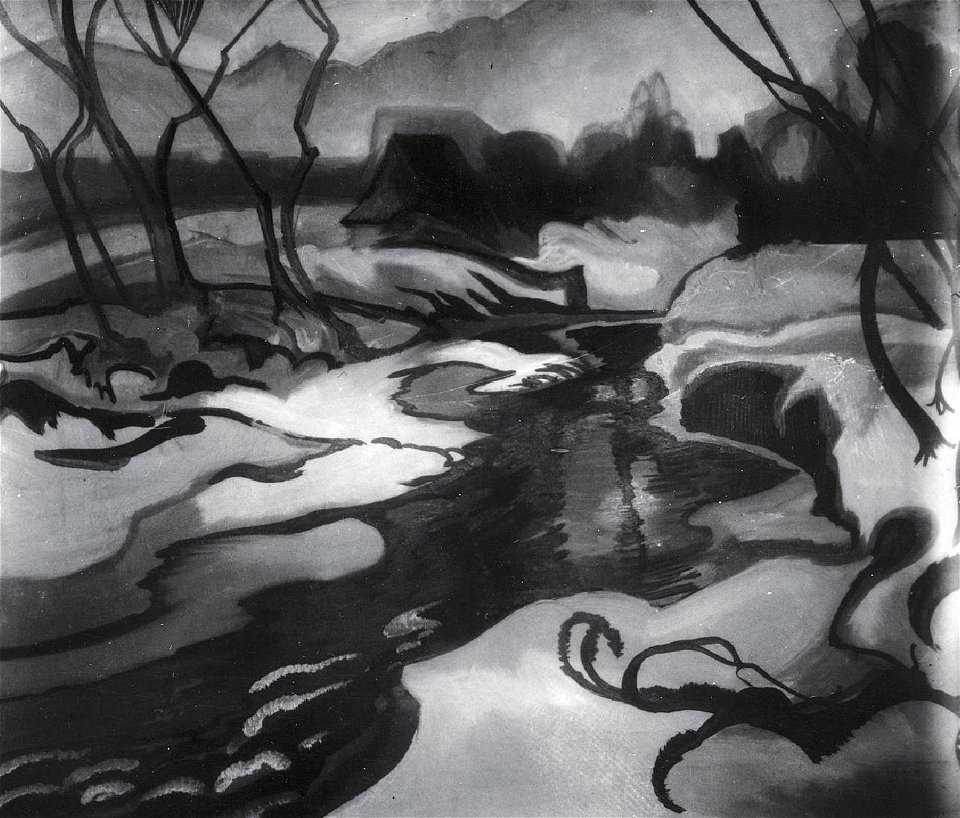 Witkacy - Pejzaż zimowy ze strumieniem, 1913