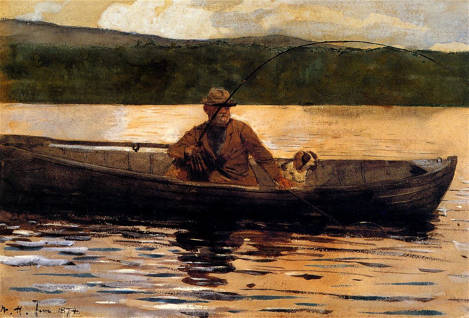 Winslow Homer - The painter Eliphalet Terry fishing from a boat (1874)
