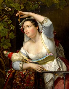 Winterhalter - Porträt einer jungen Frau in einer Weinlaube, 1851