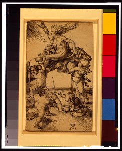 Witch riding backward on a goat accompanied by four putti) - AD (monogram) LCCN98509995