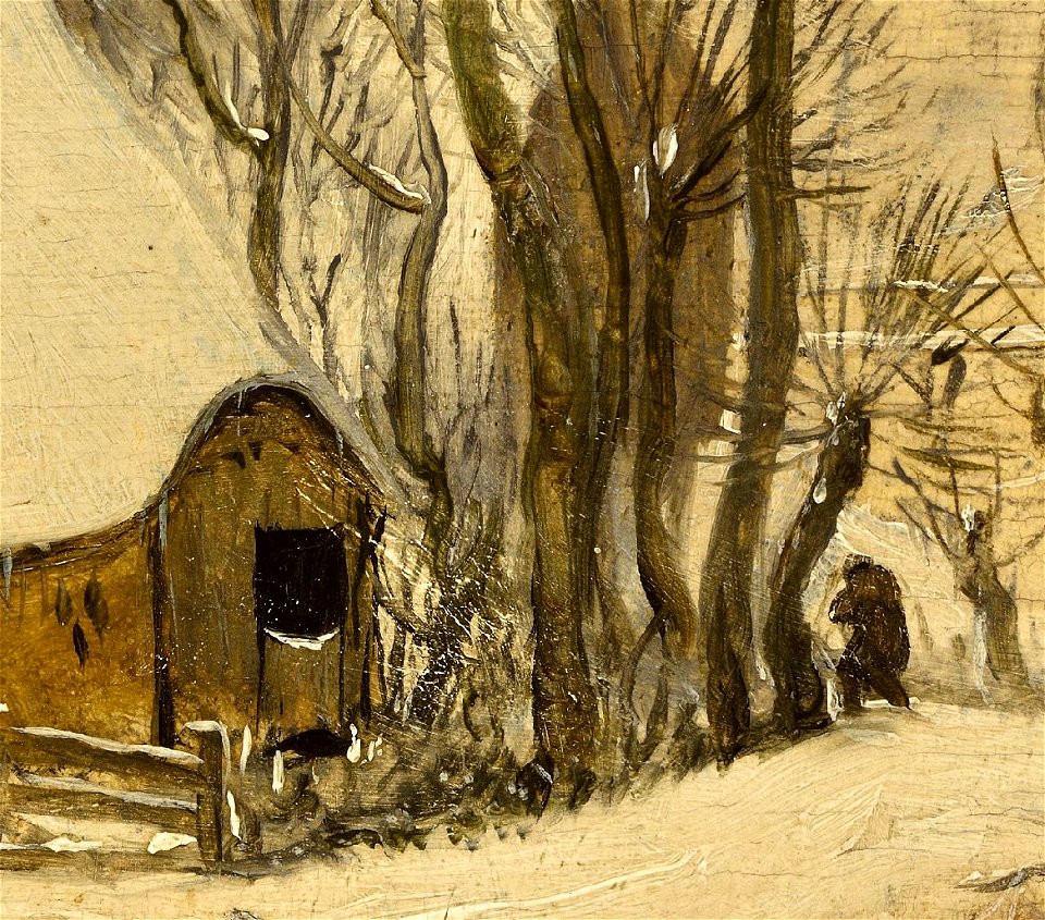 Winterlandschap met schaatsers en vogelknip, 1565 (detail7)