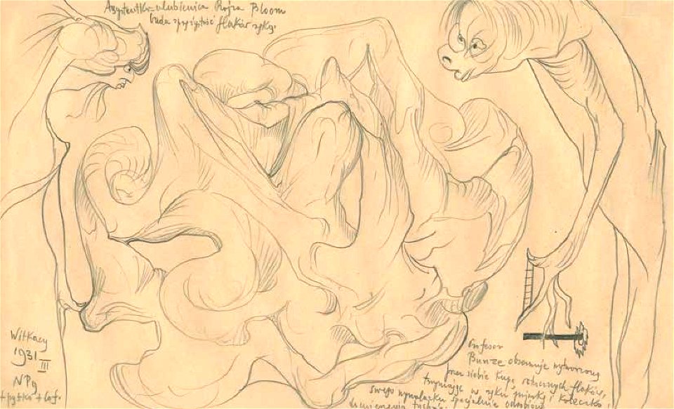 Witkacy - Asystentka-ulubienica Rojza Bloom bada sprężystość flaków ręką - 1931
