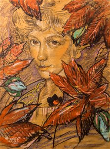 Witkacy - Portret Zofii Małeckiej (w liściach), 1927