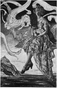 Witkacy - Portret Marii Gałyńskiej w pejzażu z potworami - 14.VIII.1929
