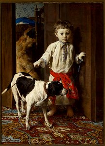 Witold Pruszkowski - Artist’s son with a dog - MP 928 MNW - National Museum in Warsaw