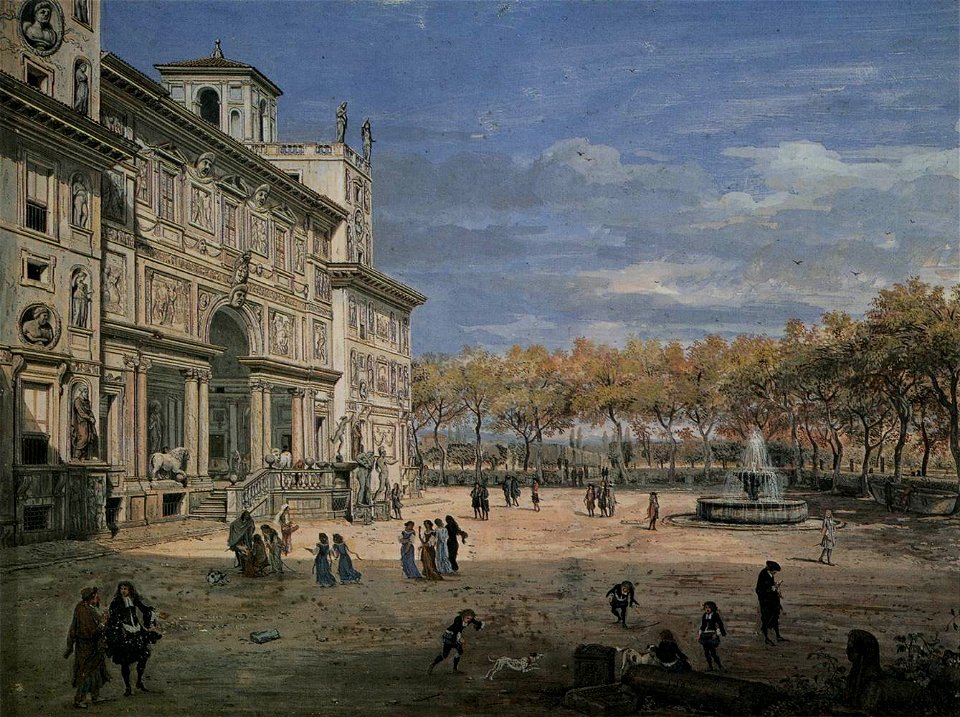 Caspar van Wittel, Villa Medici and garden in Rome, 1685