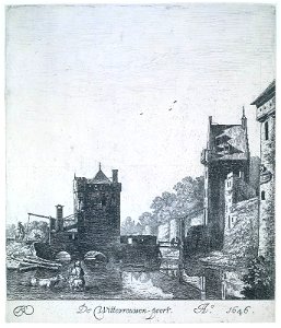 Wittevrouwenpoort te Utrecht door Herman Saftleven in 1646