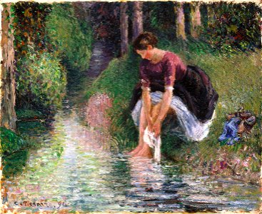 WLA ima Woman Washing Her Feet in a Brook