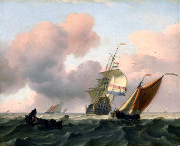 Woelige zee met schepen - Turbulent sea with ships (Ludolf Backhuysen)