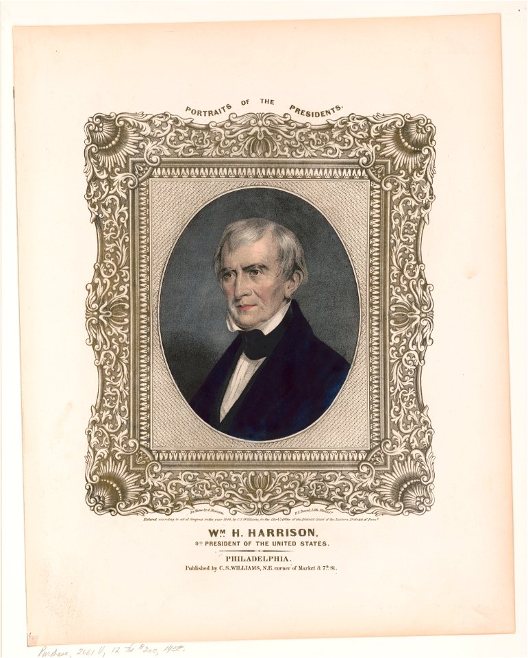 Wm. H. Harrison, 9th President of the United States - on stone by A. Newsam ; P.S. Duval, lith., Philada. LCCN97508238