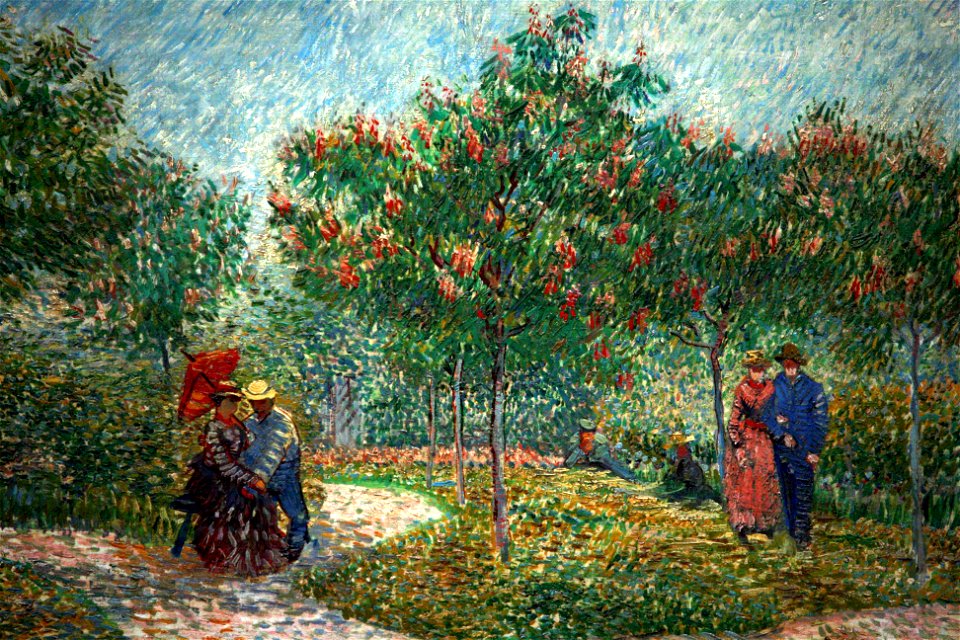 WLANL - Techdiva 1.0 - Verliefde paartjes in het park Voyer d'Argenson te Asnières (detail), Vincent van Gogh (1887)