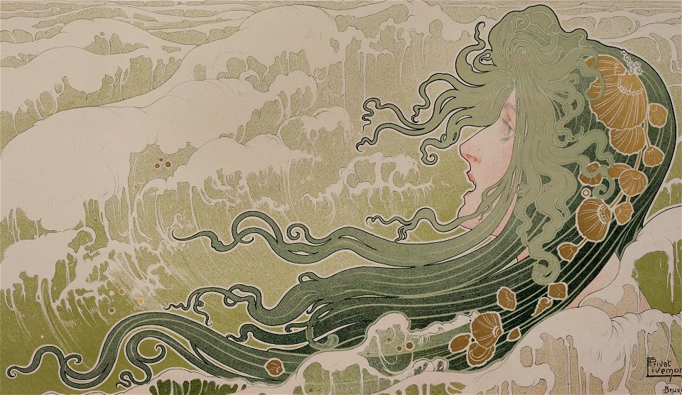 Woman and wave detail, Henri Privat Livemont - La Vague (The Wave) - Google Art Project (cropped)