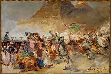 Wojciech Kossak - Battle of the Pyramids, sketch - MP 3755 MNW - National Museum in Warsaw. Free illustration for personal and commercial use.