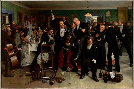 Wojciech Piechowski - Wedding toast - MP 4696 - National Museum in Warsaw. Free illustration for personal and commercial use.