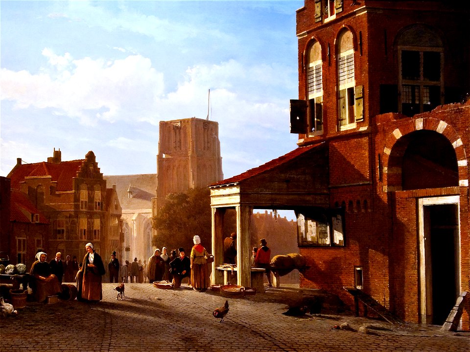 WLANL - Sandra Voogt - De vismarkt van Woudrichem, ca. 1850