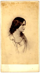 Woman with hair down looking right, by Allen & Horton