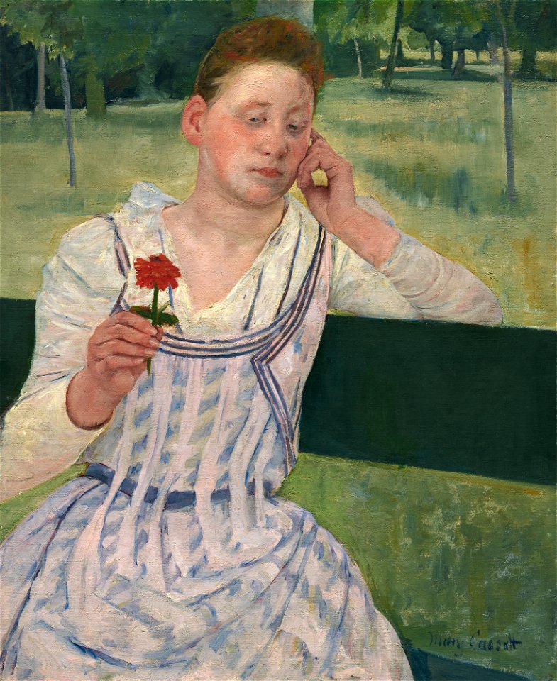 Woman with a Red Zinnia A10542