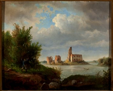 Wojciech Gerson - Ruins of the Trakai Island Castle - MP 2216 - National Museum in Warsaw. Free illustration for personal and commercial use.