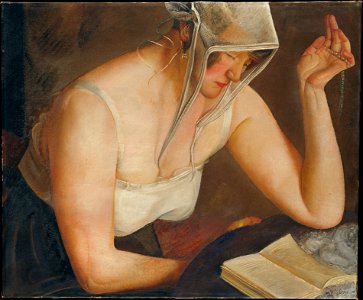Woman reading by Boris Grigoriev (c.1922, MetMuseum). Free illustration for personal and commercial use.