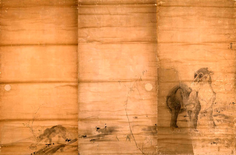 Wolf and Mujina by Soga Shohaku (Mie Prefectural Art Museum)