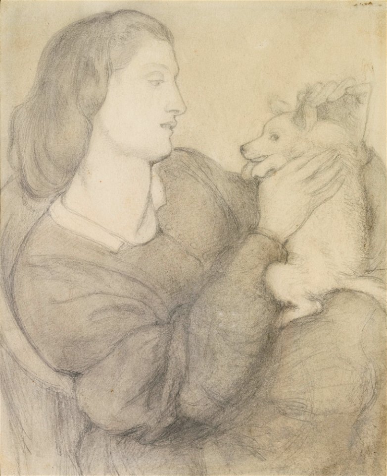 Woman Holding a Dog by Dante Gabriel Rossetti